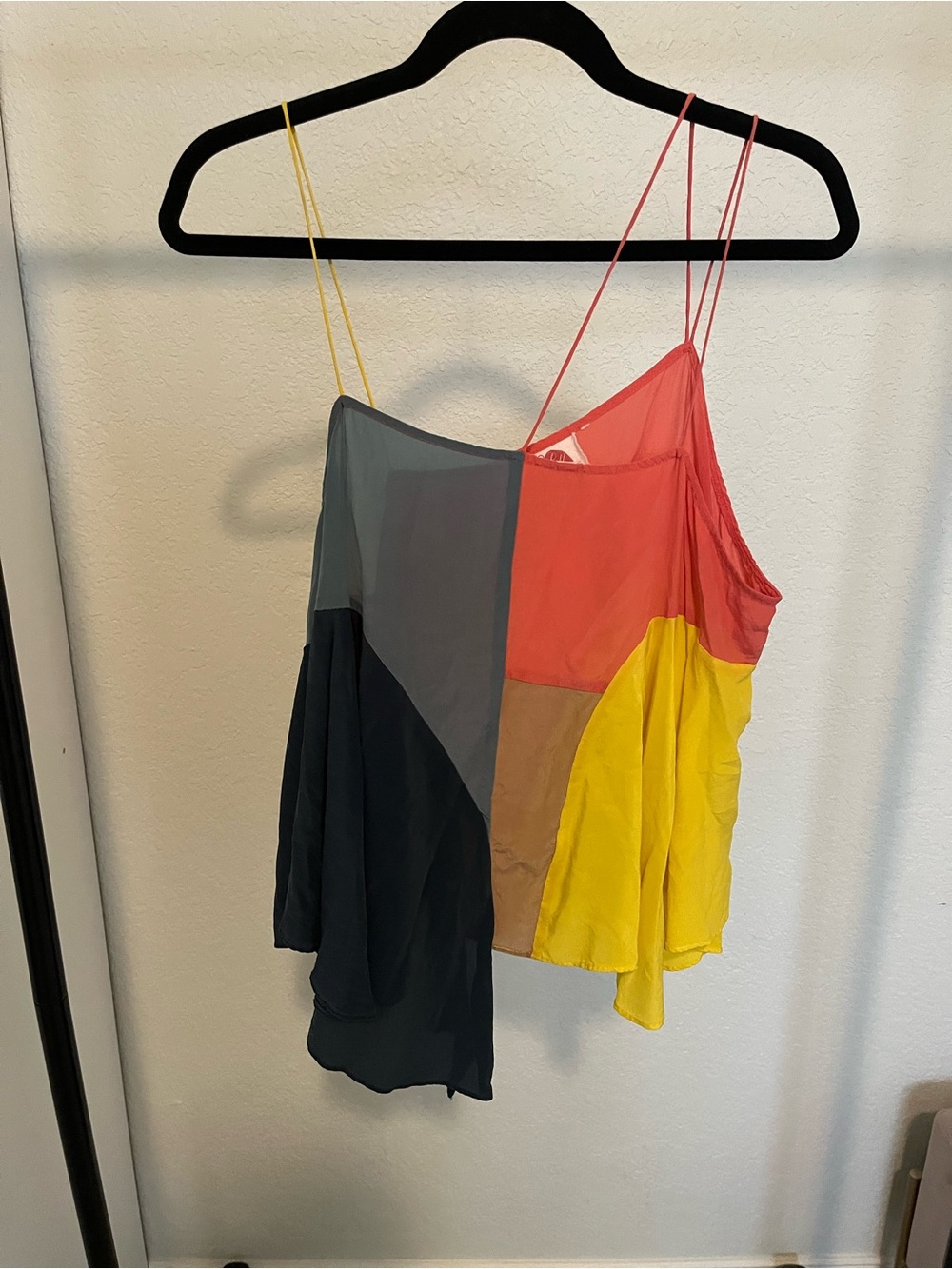 Colorblock Spaghetti Strap Cami Top - Pink, Yellow, blue